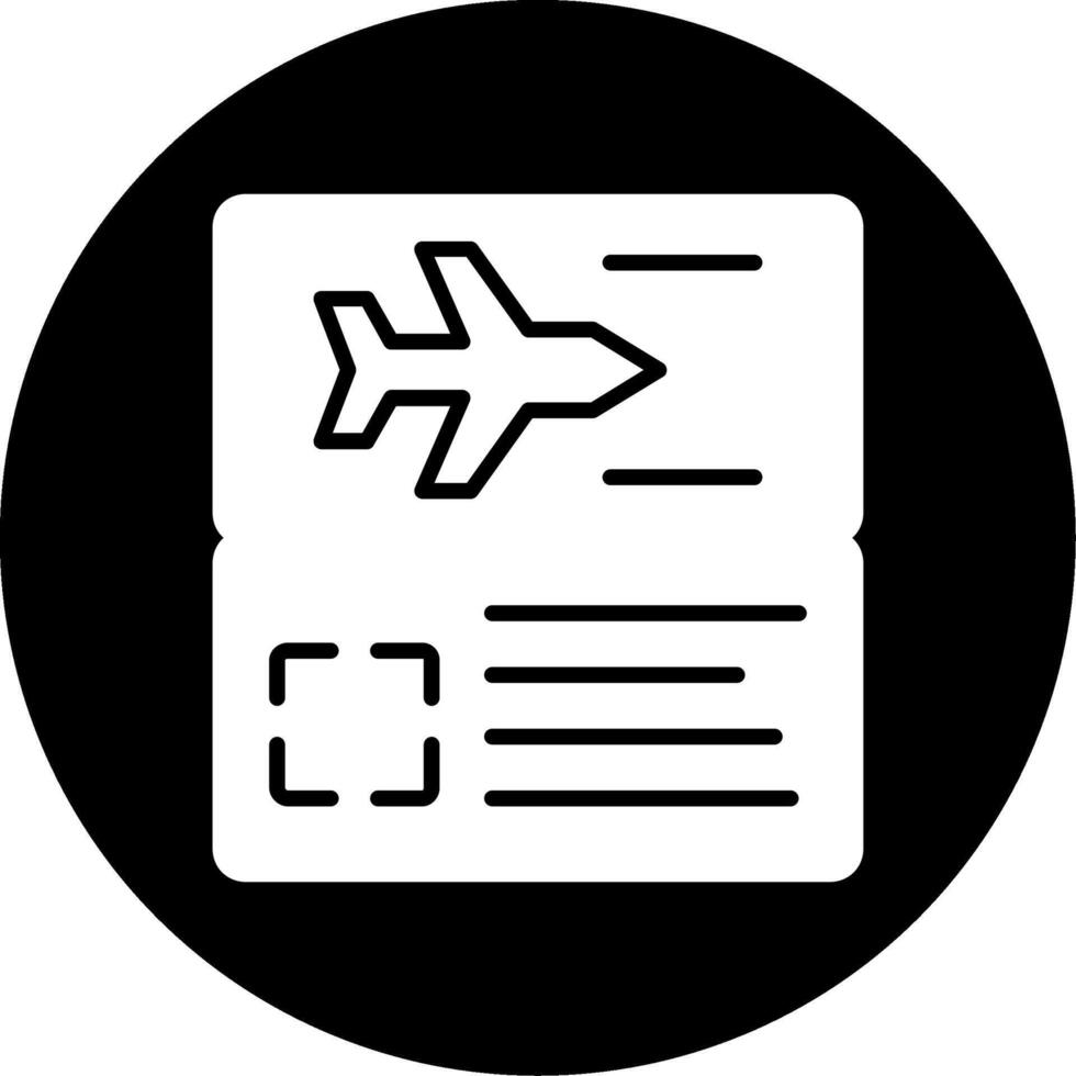 icono de vector de billete de avión