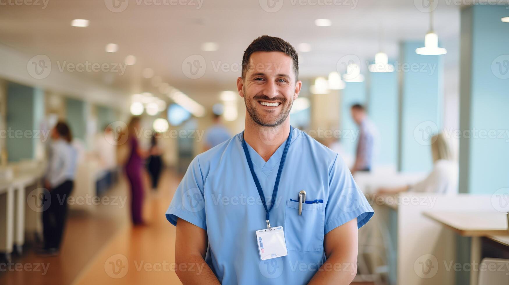 AI generated Male Nurse Standing Smiling In Front Of Camera - AI Generated photo