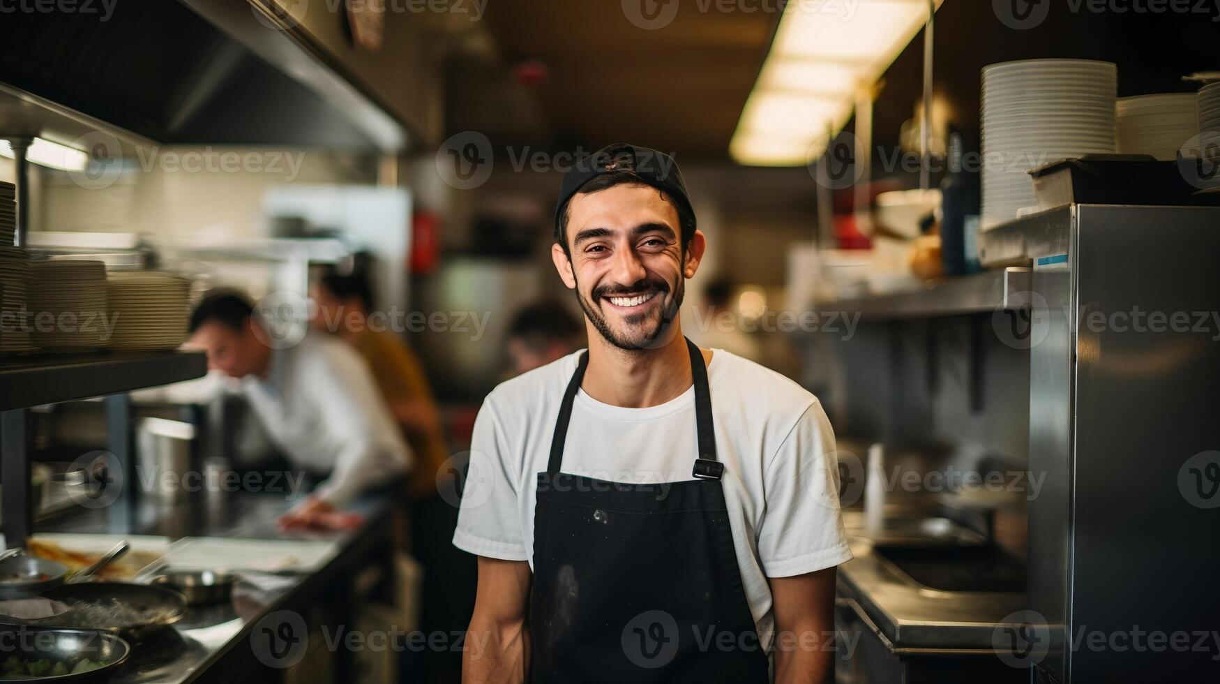 AI generated Food Industry Service Worker Smiling - Generated With AI photo