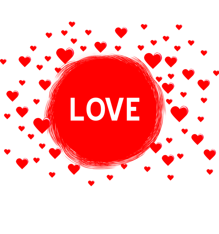 rot Herzen auf transparent Hintergrund mit das Wort Liebe png