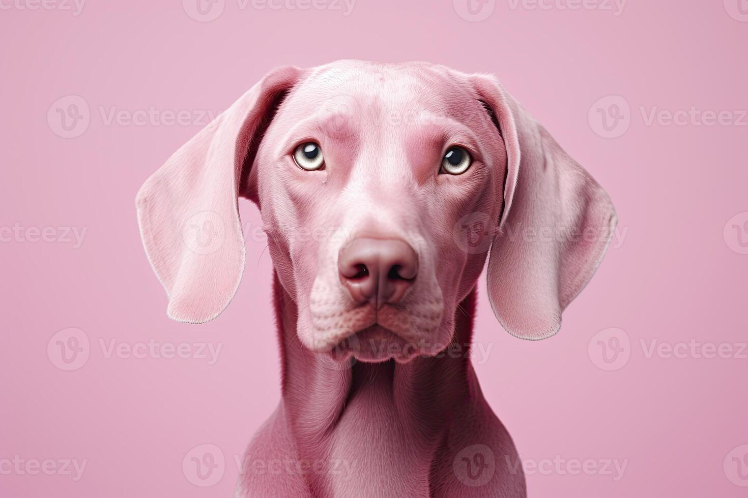 AI generated Pink colored dog on Pink Background. AI Generated photo