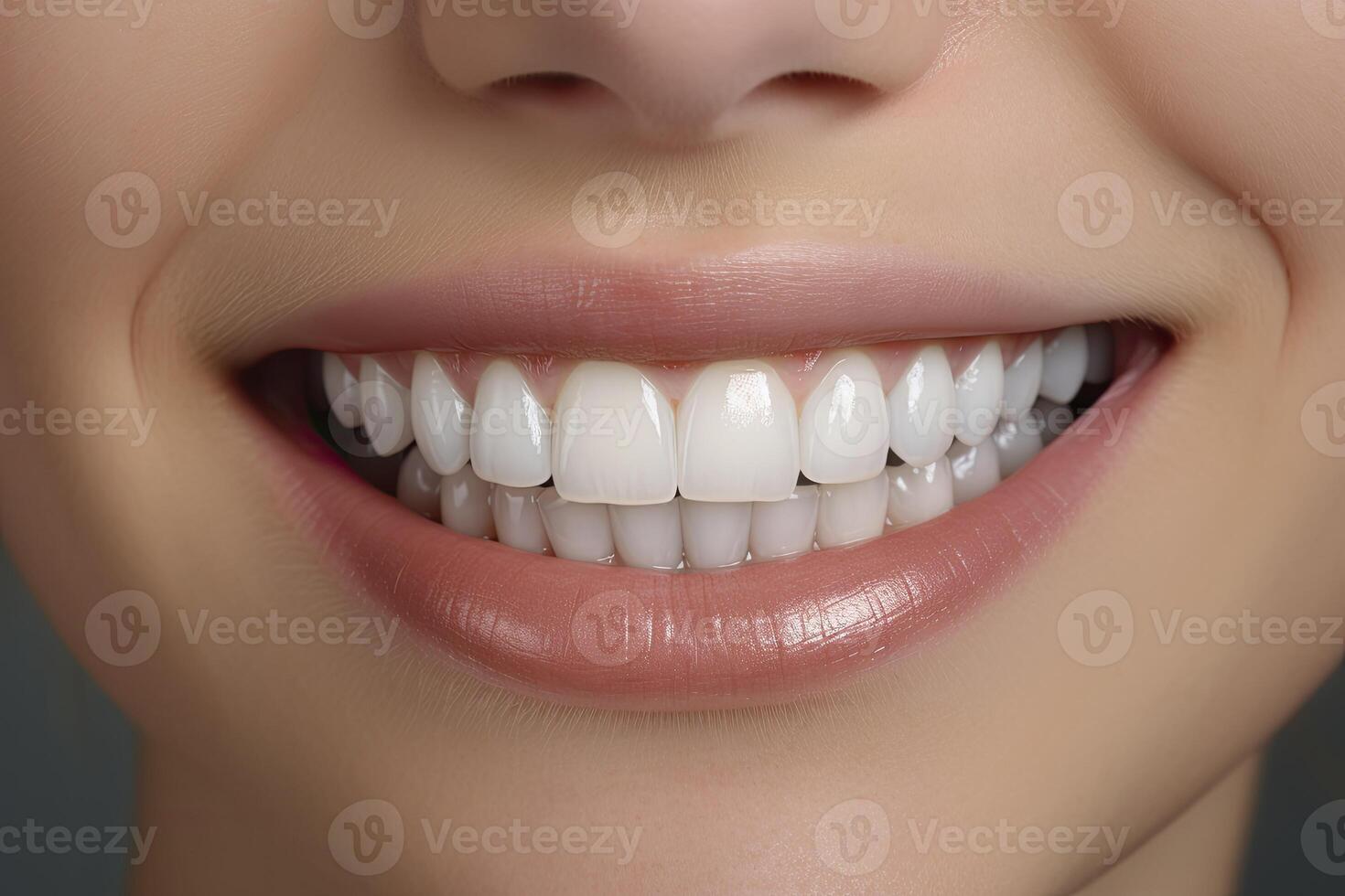 AI generated Close up of a smile with nice white teeth. AI Generated photo