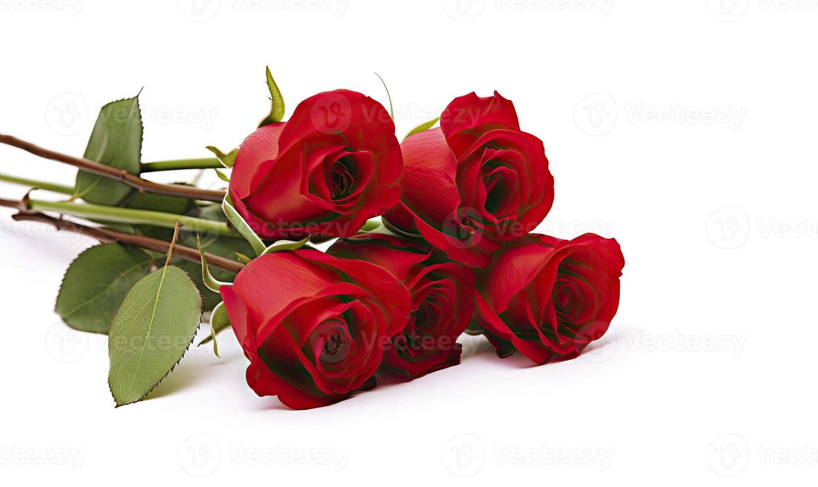 AI generated Red rose bouquet isolated on white background. AI Generated photo