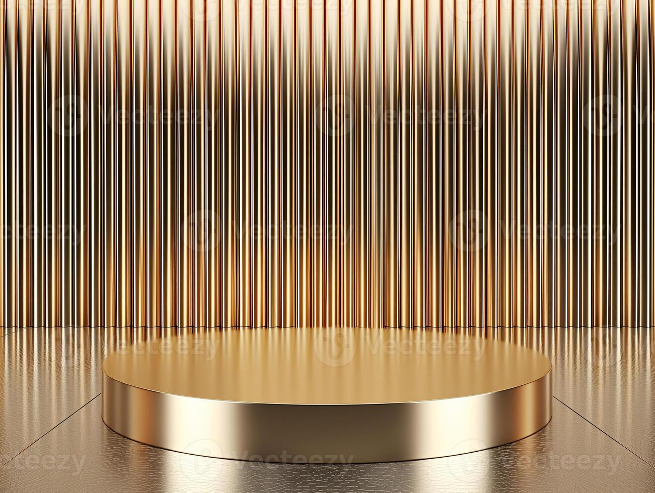 AI generated gold podium with a metallic background photo