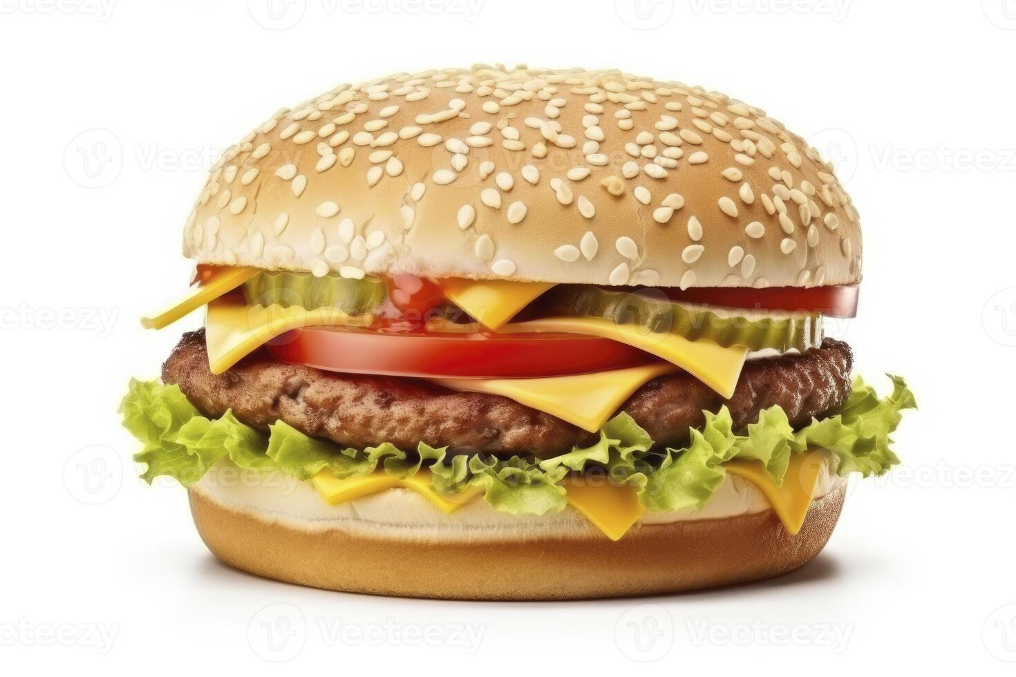 AI generated Hamburger isolated on white background. AI Generated photo