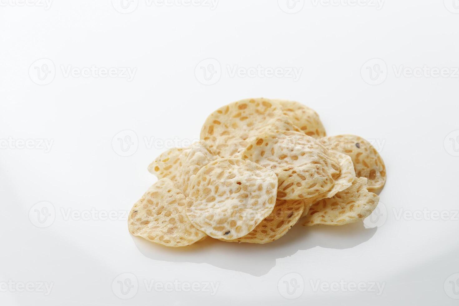 Thin Slices Tempeh Chips or Keripik Tempe. photo