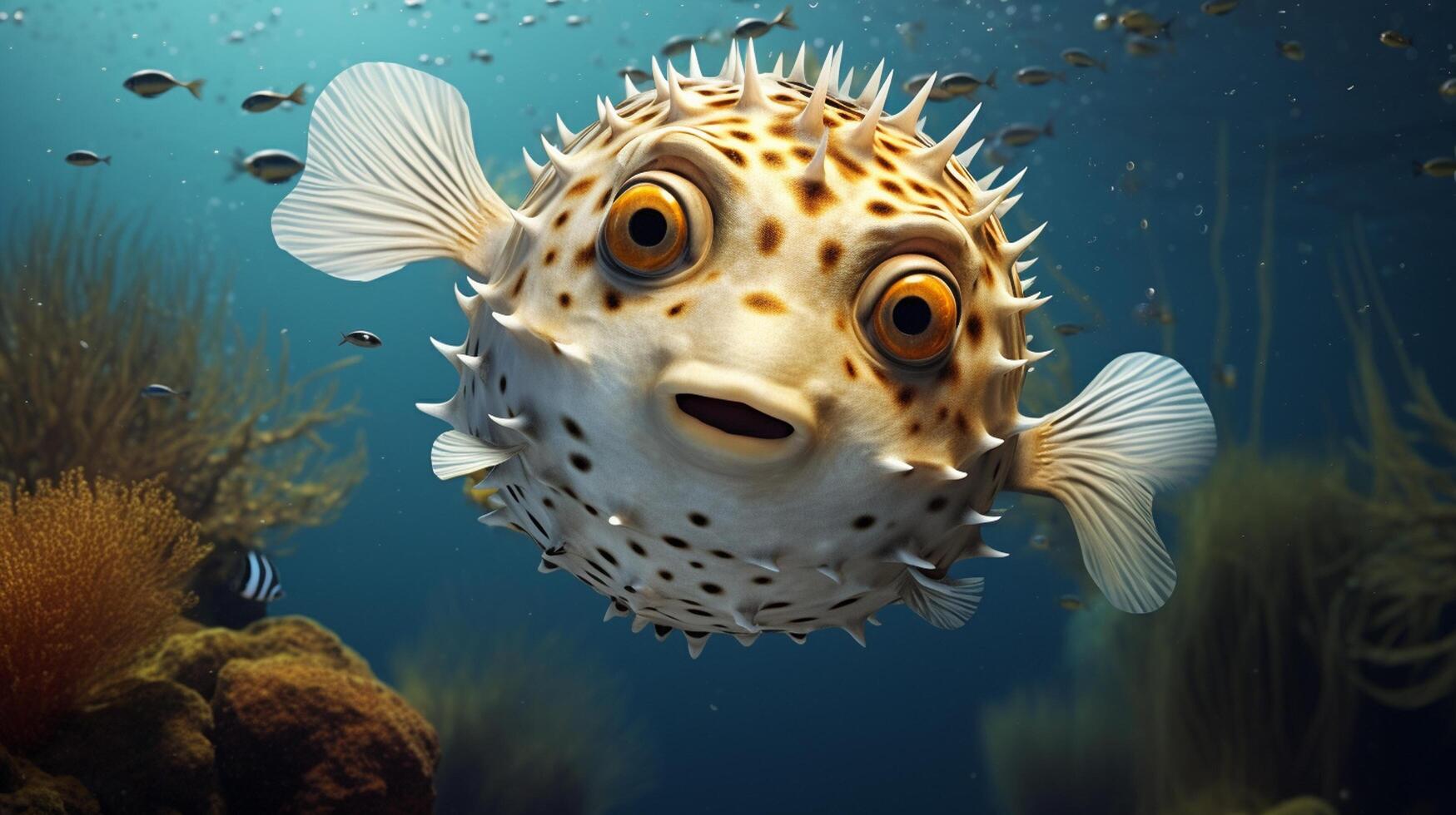 AI generated Nature Pufferfish full view photography photo