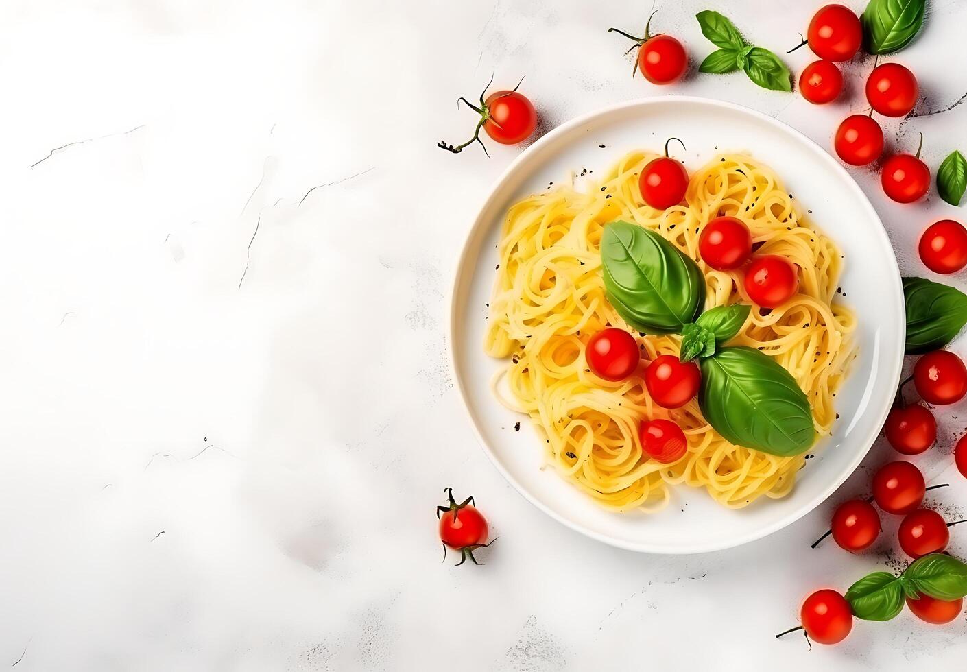 ai generado pasta aglio baturrillo mi Peperoncino italiano espaguetis con ajo chile pimienta y aceituna petróleo en un negro foto