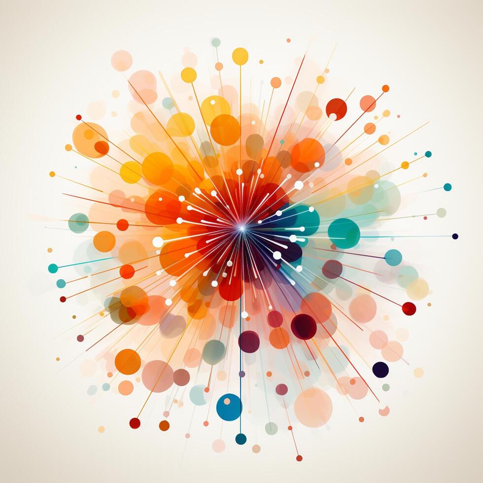 AI generated Colorful but simple fireworks modern art clean design photo