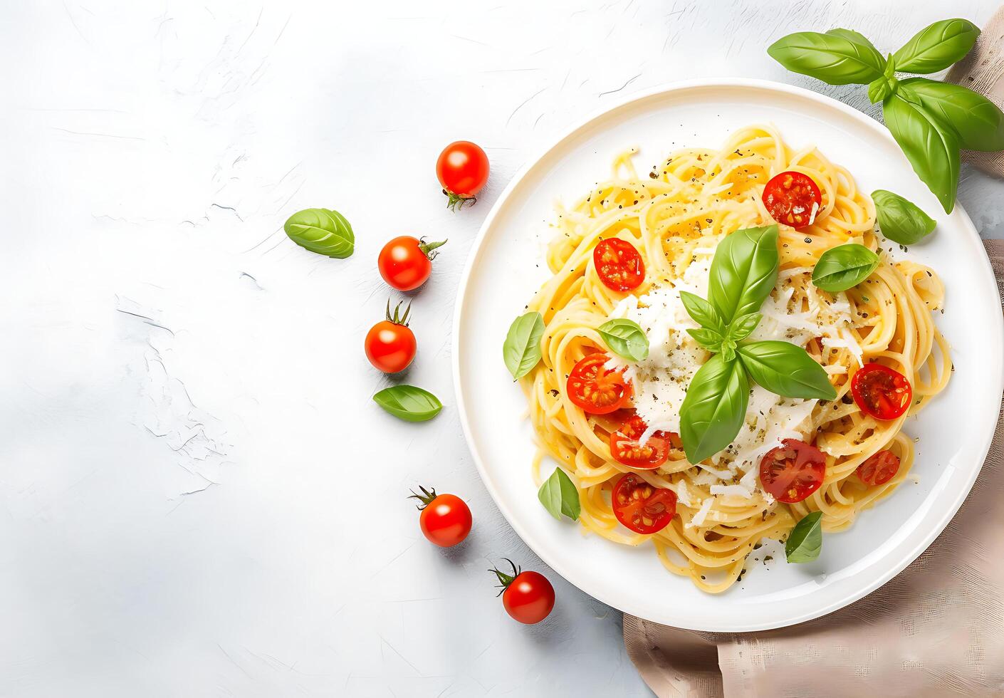 ai generado pasta aglio baturrillo mi Peperoncino italiano espaguetis con ajo chile pimienta y aceituna petróleo en un negro foto