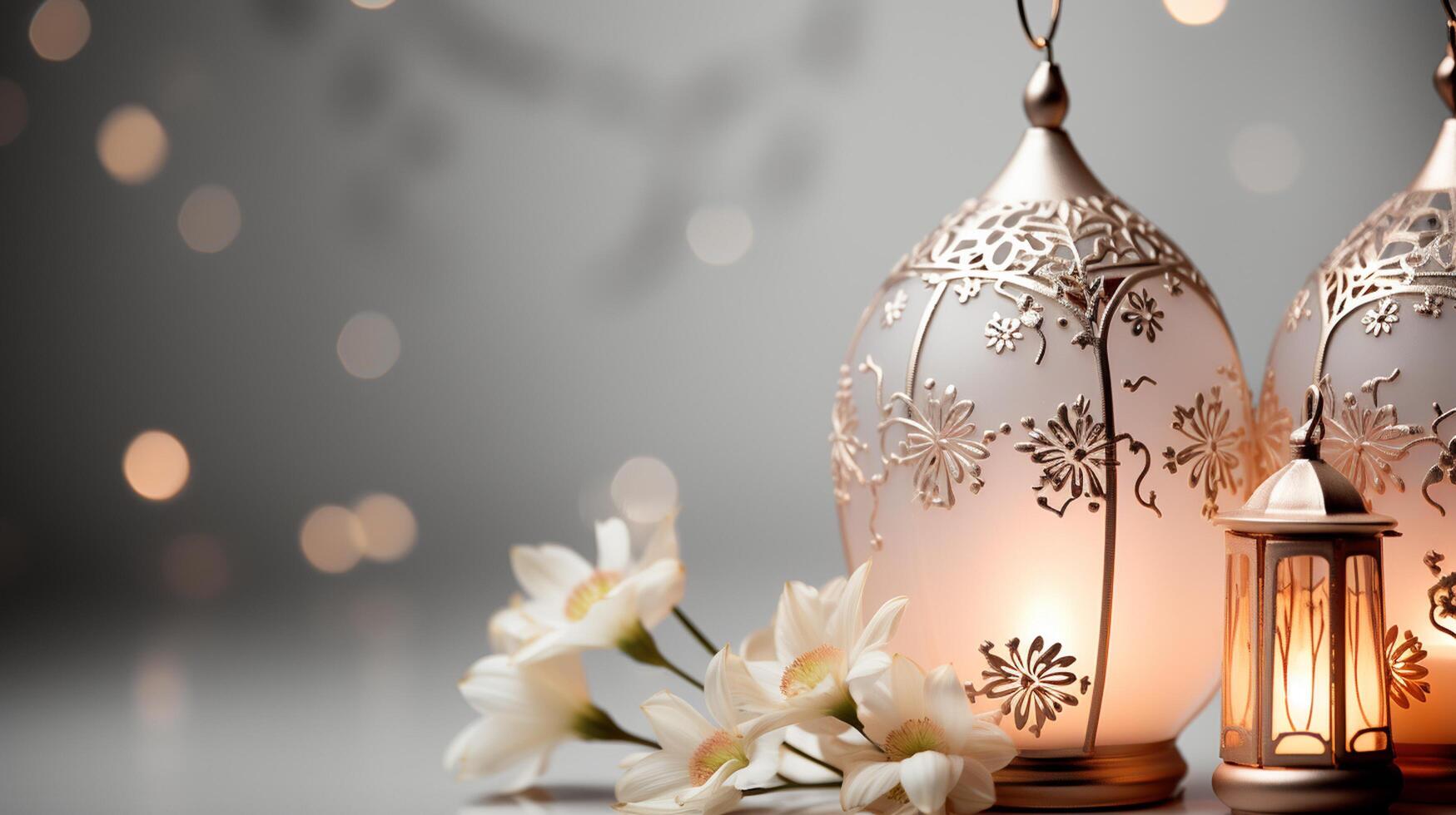 AI generated soft light Islamic background photo