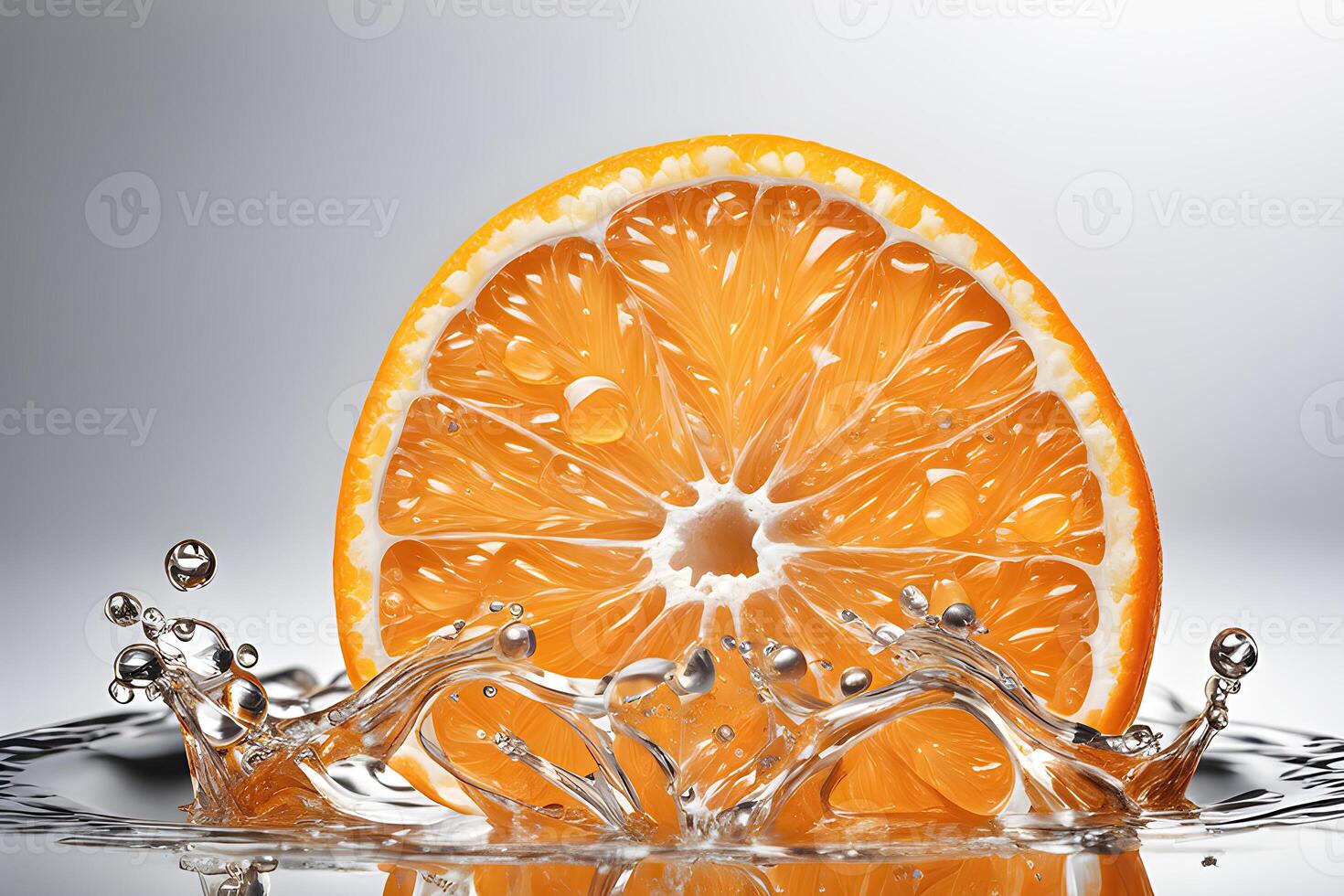 AI generated Slice orange fruit Floating in water by AI Generative photo