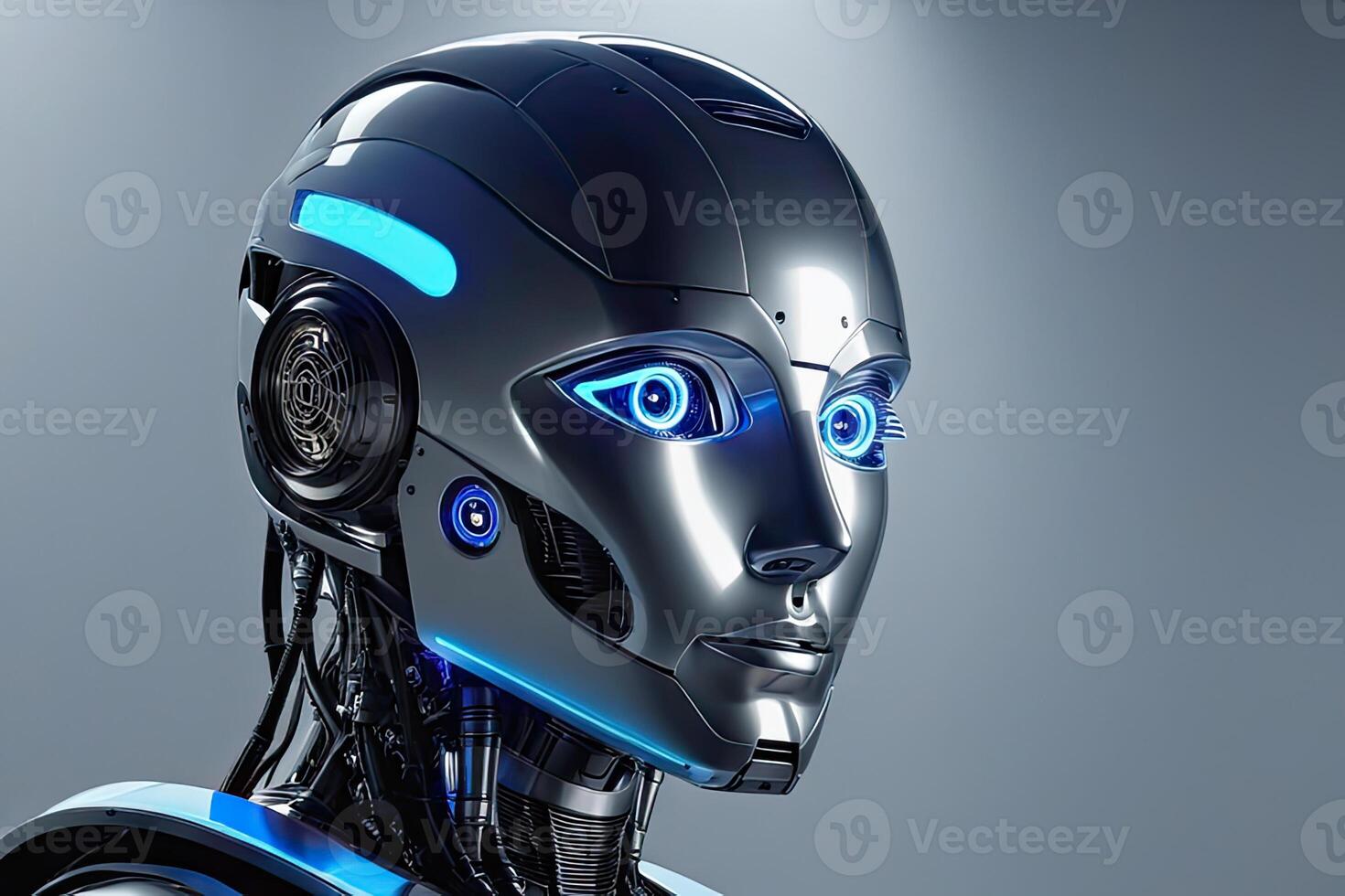 AI generated Digital Graphic AI Artificial Intelligence Robot Head Futuristic by AI Generative photo