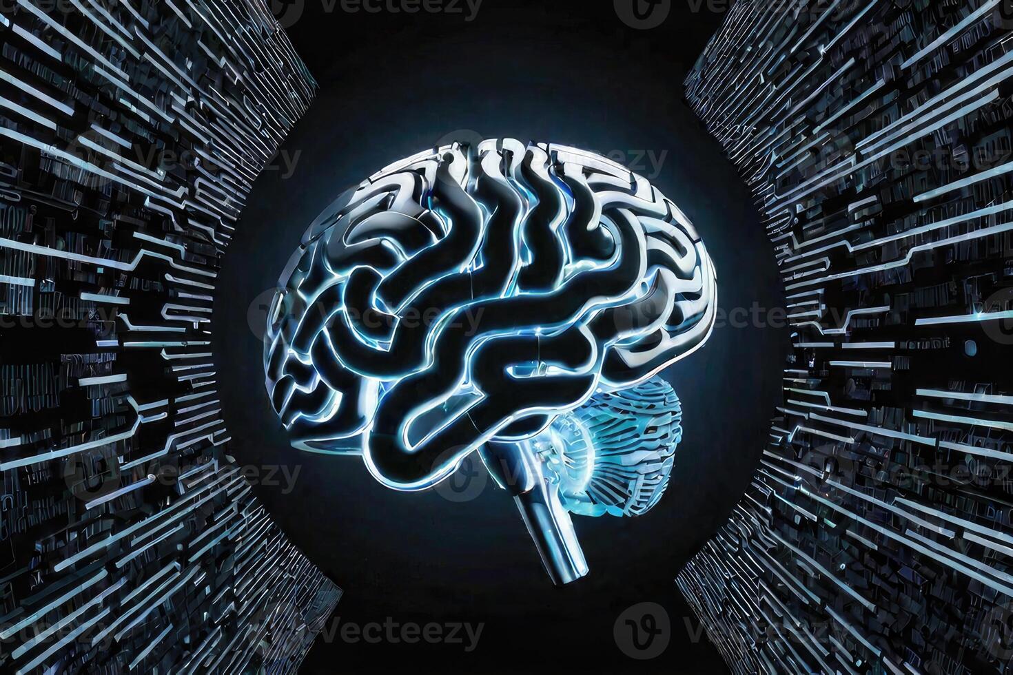 AI generated AI Artificial Intelligence Brain Cyber Technology by AI Generative photo