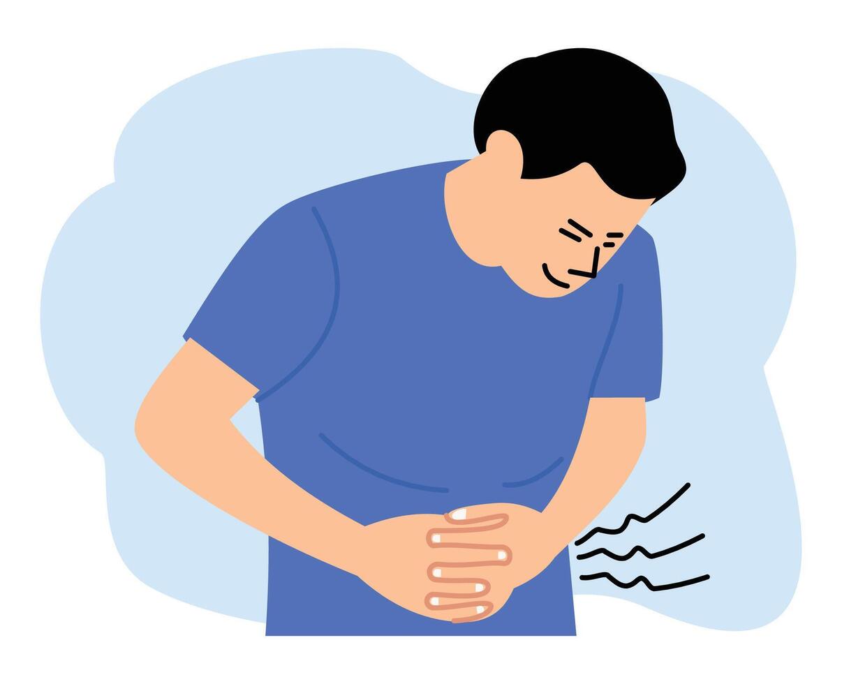 ilustración de estómago dolor síntoma persona concepto vector