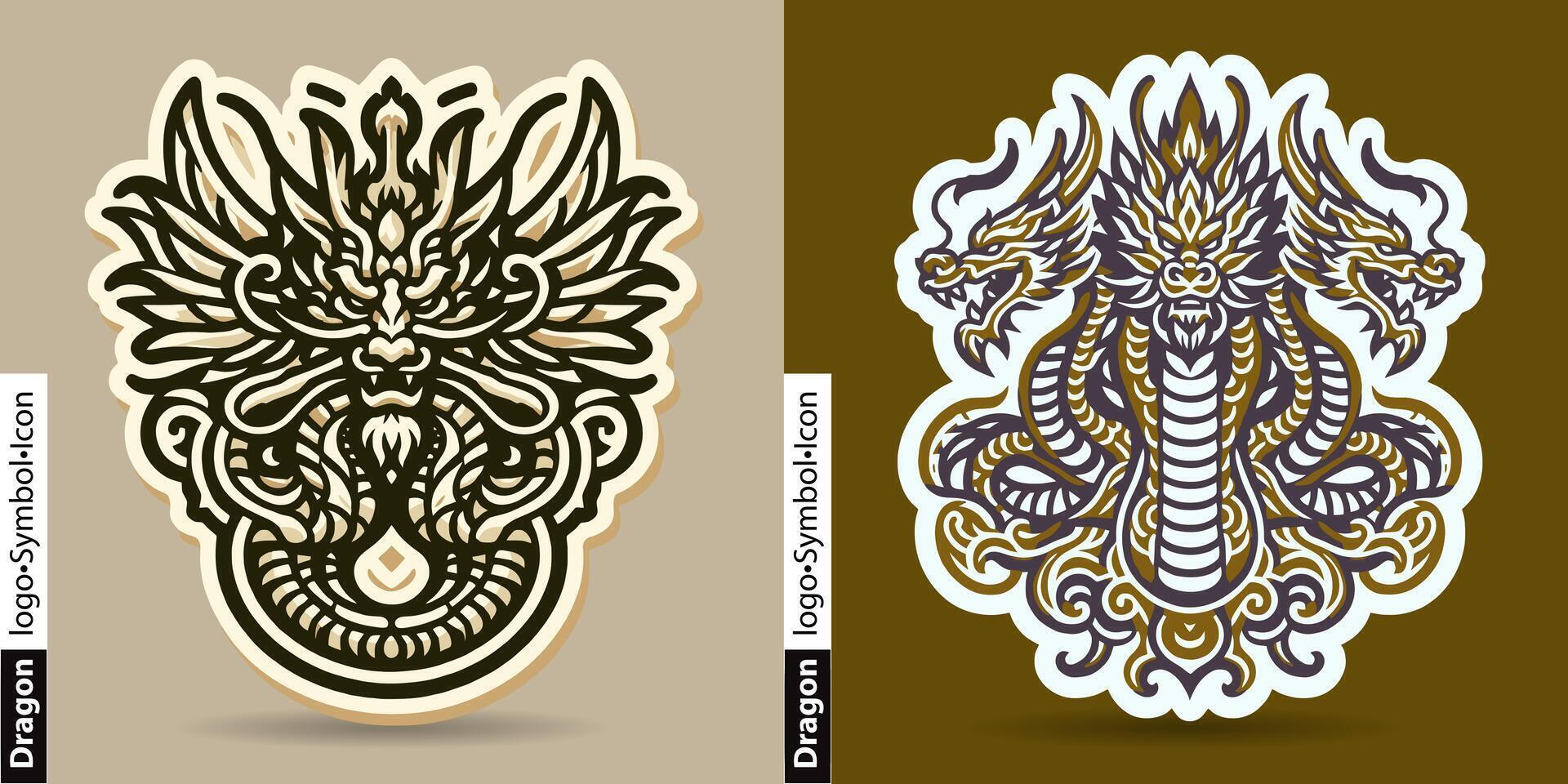 AI generated Dragon Image, Logo, Icon and symbol in Chinese culture vector