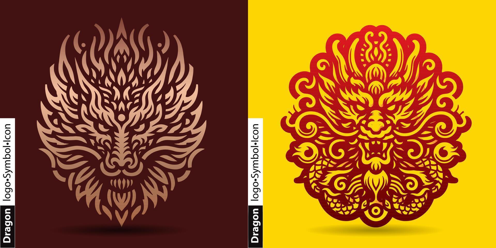 AI generated Dragon Image, Logo, Icon and symbol in Chinese culture vector