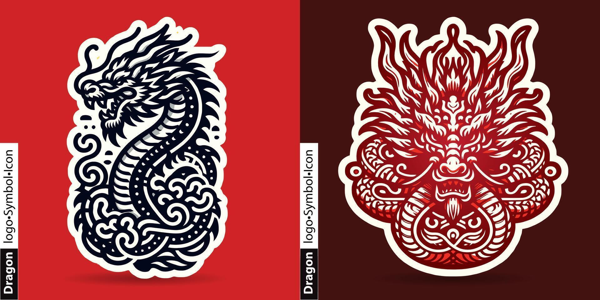 AI generated Dragon Image, Logo, Icon and symbol in Chinese culture vector