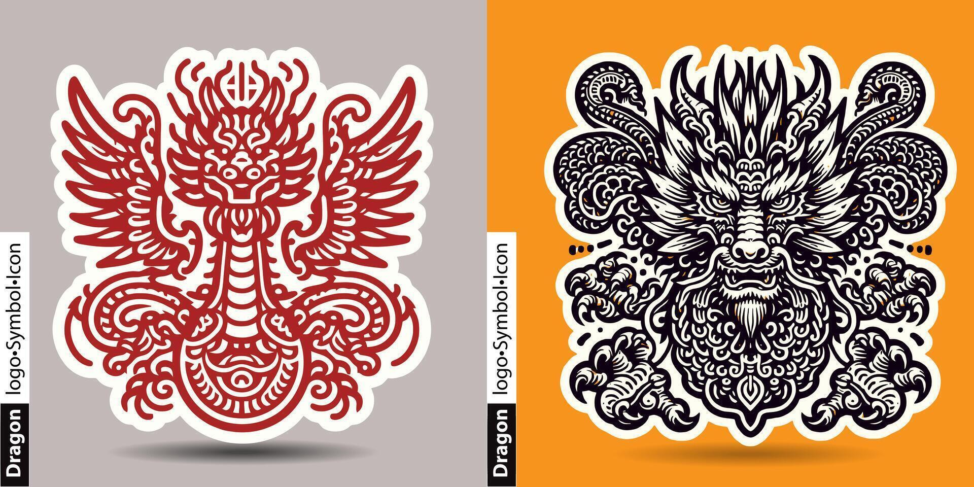 AI generated Dragon Image, Logo, Icon and symbol in Chinese culture vector