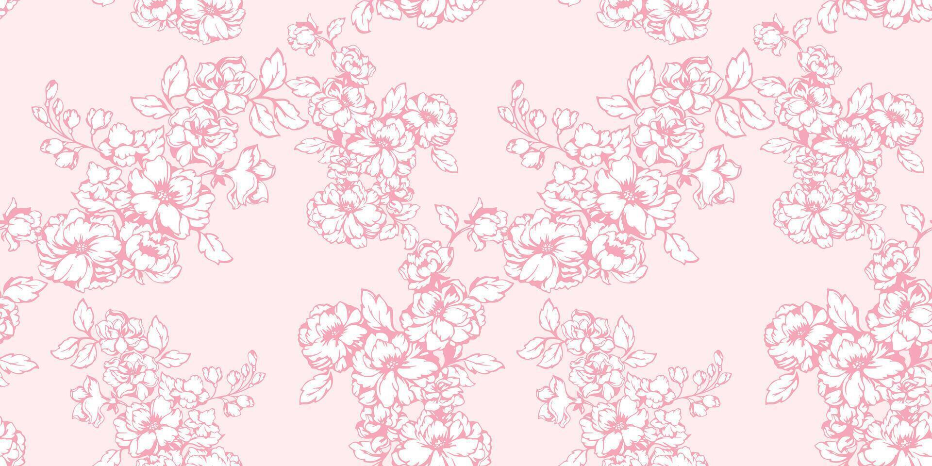 Vector hand drawn artistic  abstract branches ditsy flowers intertwined in a seamless pattern. Monotone pastel shape floral print. Template for design, textile, fashion, fabric, wallpaper