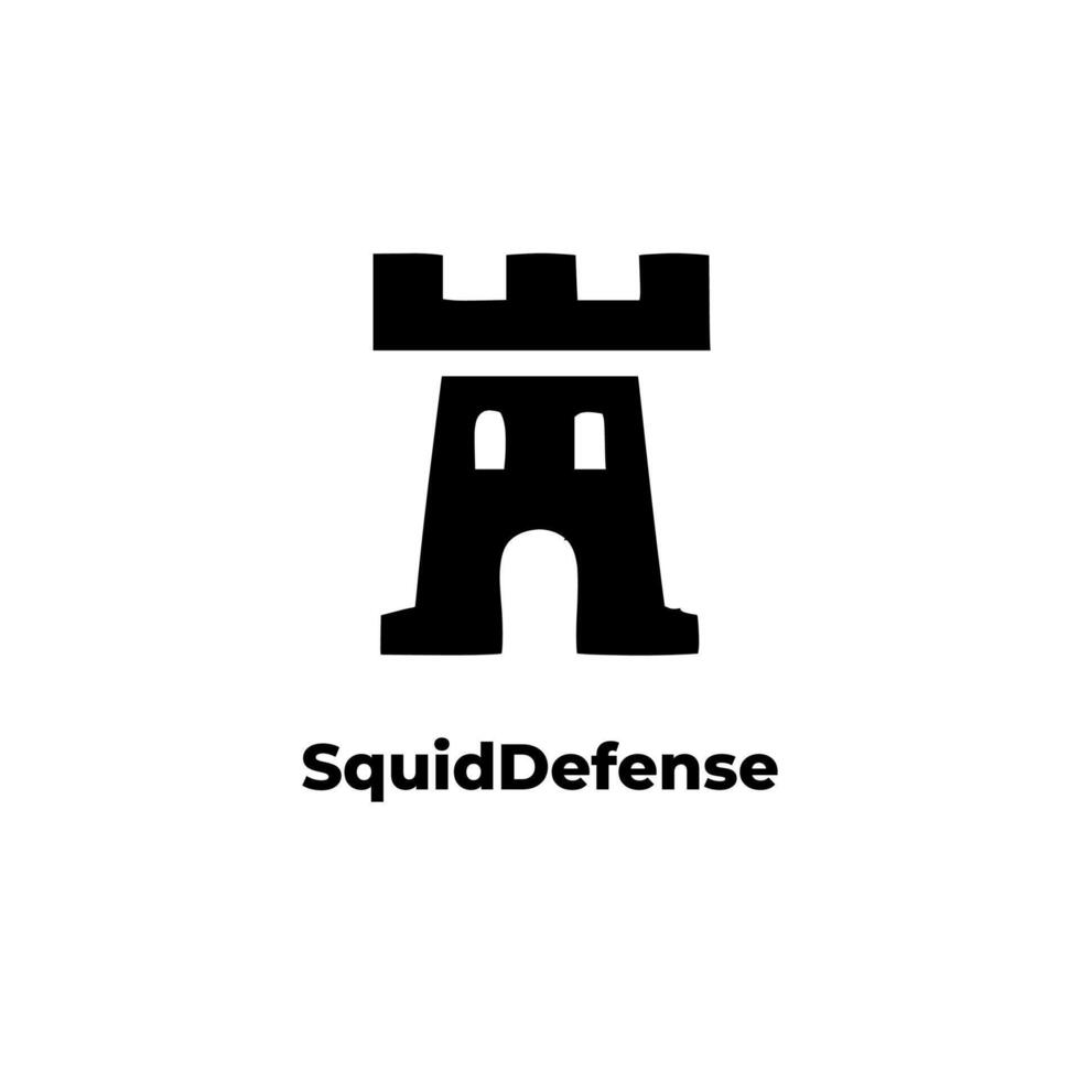 Squiddefense - Castle Temple Logo Design Template Isolated vector