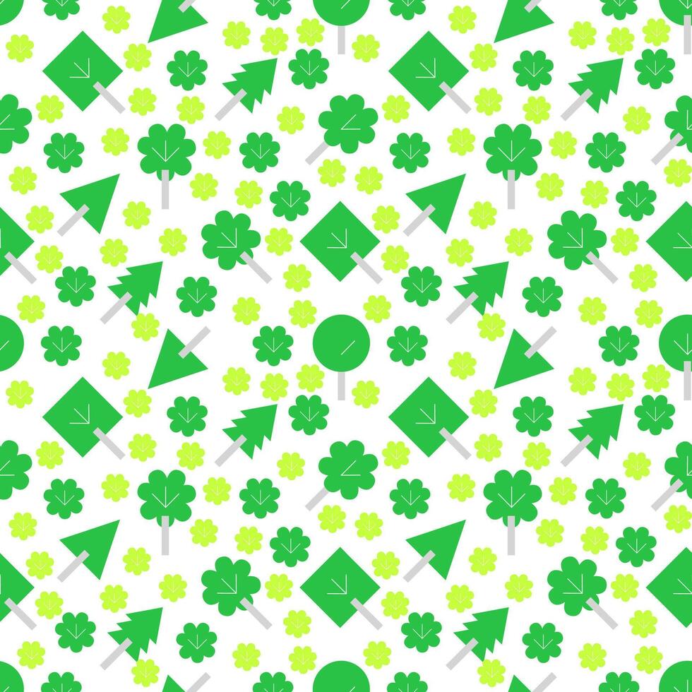 Fresh Lime Green Small Trees Pattern vector