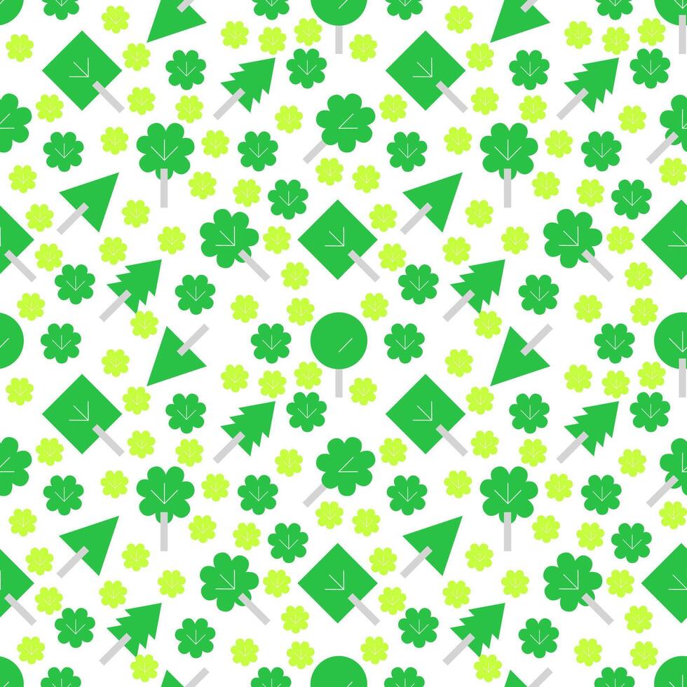 Fresh Lime Green Small Trees Pattern vector