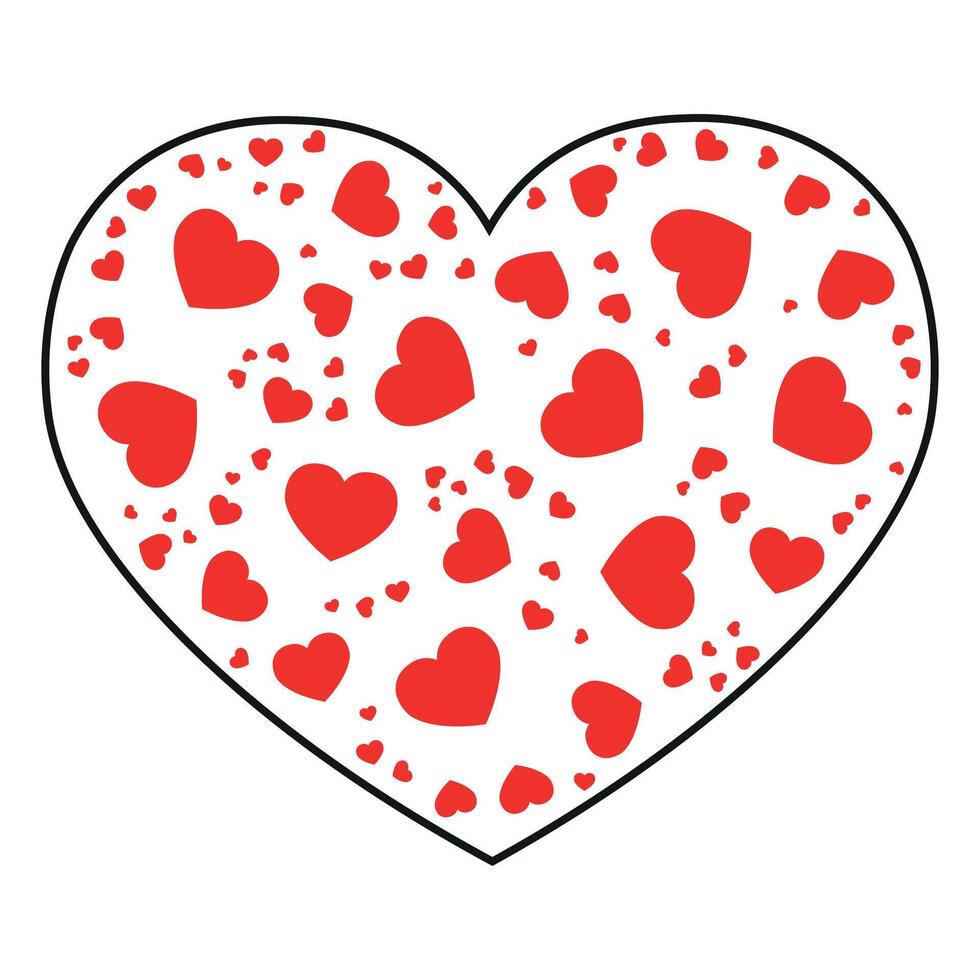 Heart template filled with hearts vector