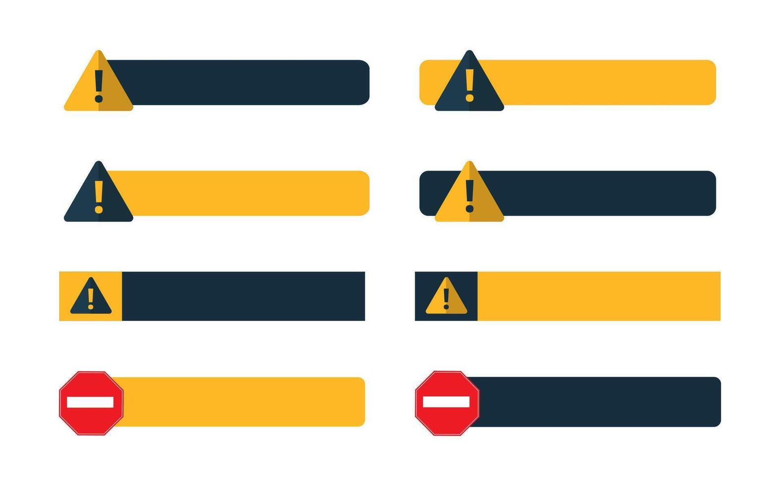Warning Signs Placeholder Text. Warning Banner Text. Set of Warning Signs. Vector Illustration in Flat Style. Text Placeholder