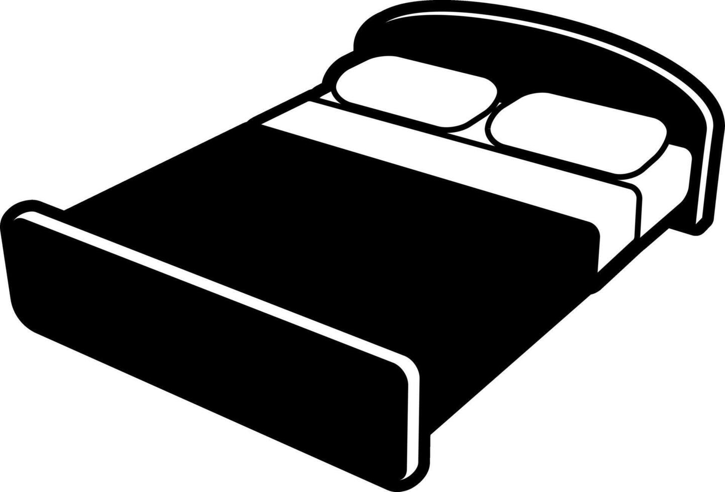 pulcro comodidad - mínimo cama icono para varios contextos. cama icono ilustración. negro y blanco. vector