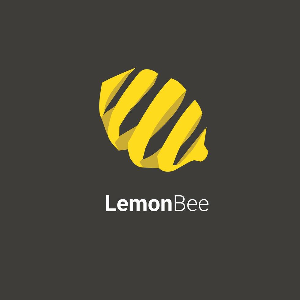 Peeled Lemon or Citrus Logo Concept Design Isolated With Dark Background vector