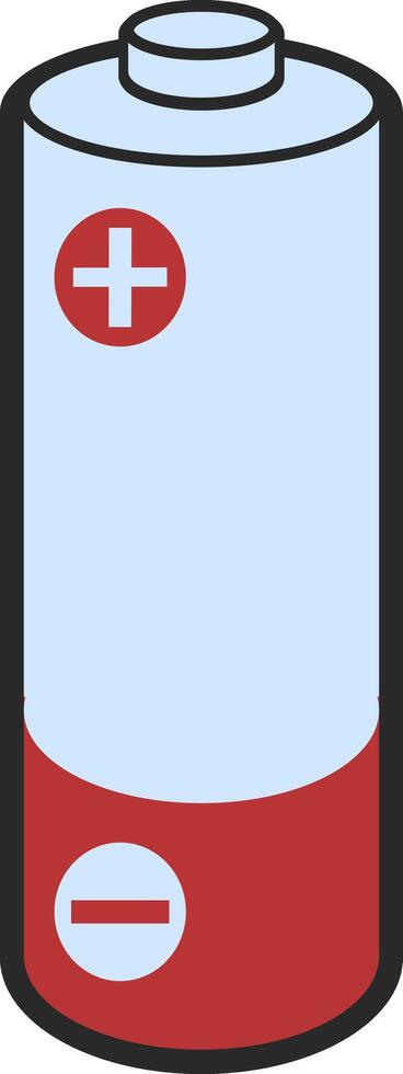 Battery icon isolated on white background with plus and minus sign. vector
