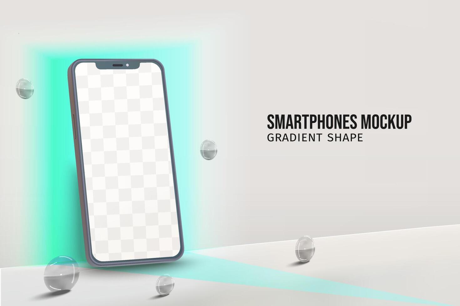 Smartphone mockup scene with bright gradient shape vector