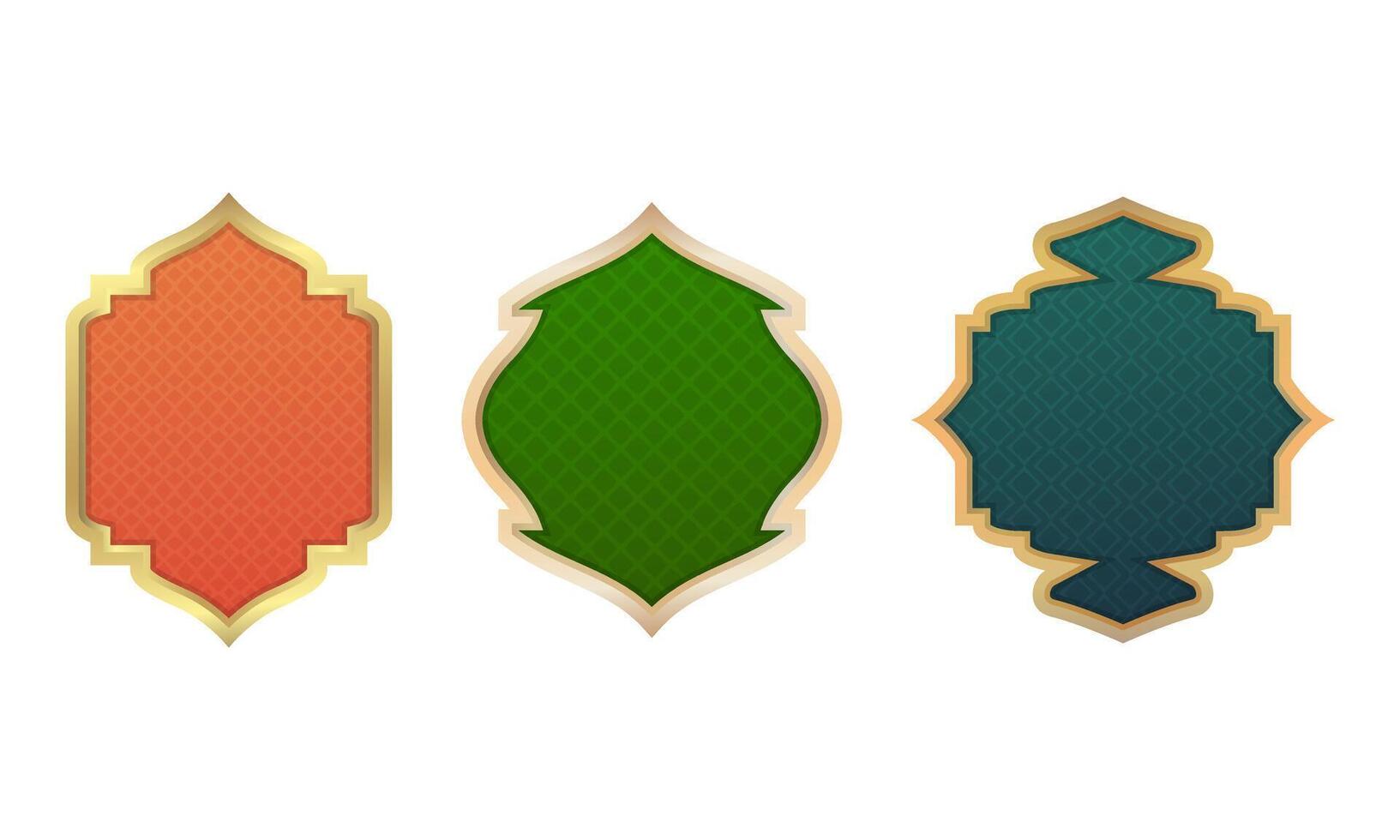 Collection of luxury gold Islamic frames. Different Islamic borders vector