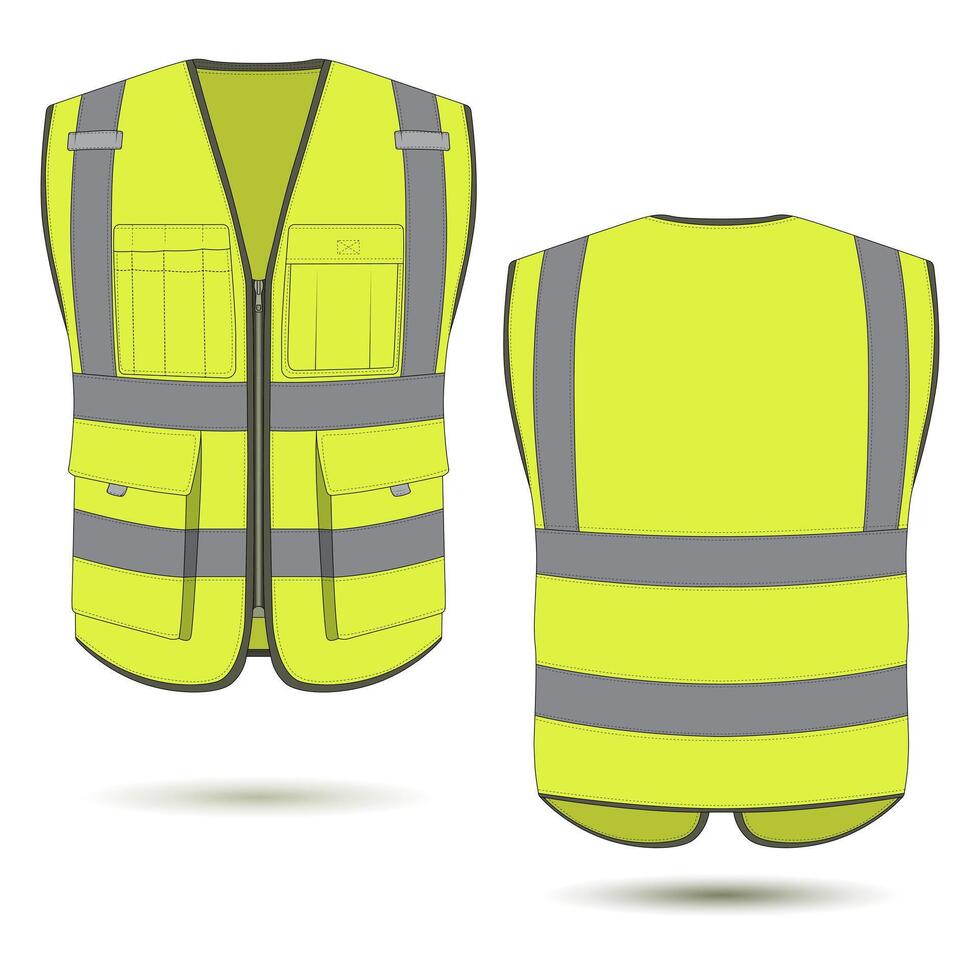 Hi-Vis Safety Vest Template Front and Back View vector