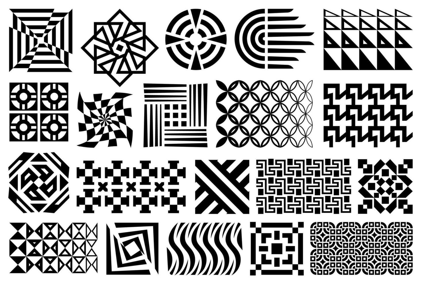 Abstract geometric design elements and patterns. Black and white Memphis stile design shapes, ornaments. vector