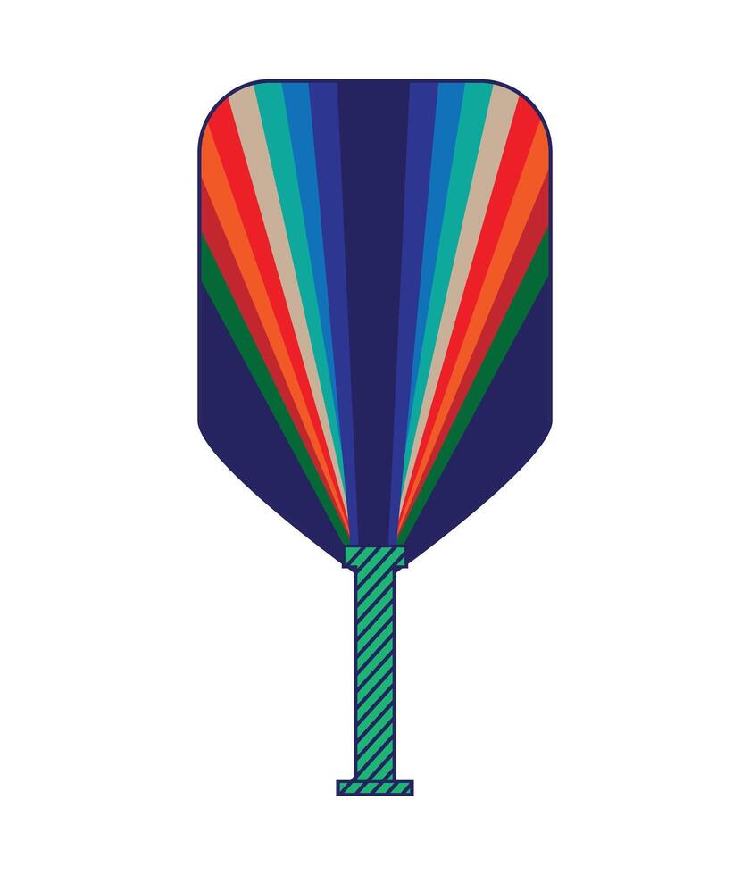 a colorful pickleball paddles with a green handle vector