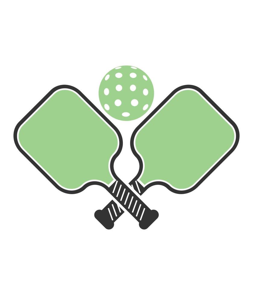 two pickleball rackets with a ball on top vector