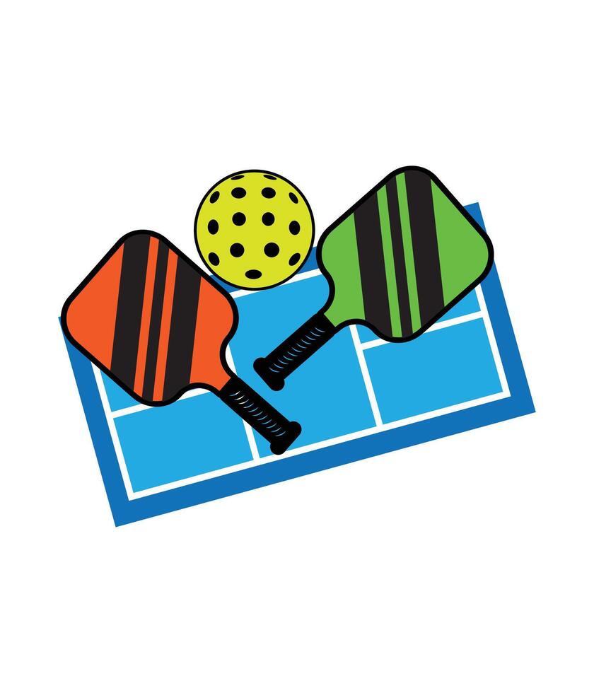 a pickleball racket and ball on a court vector