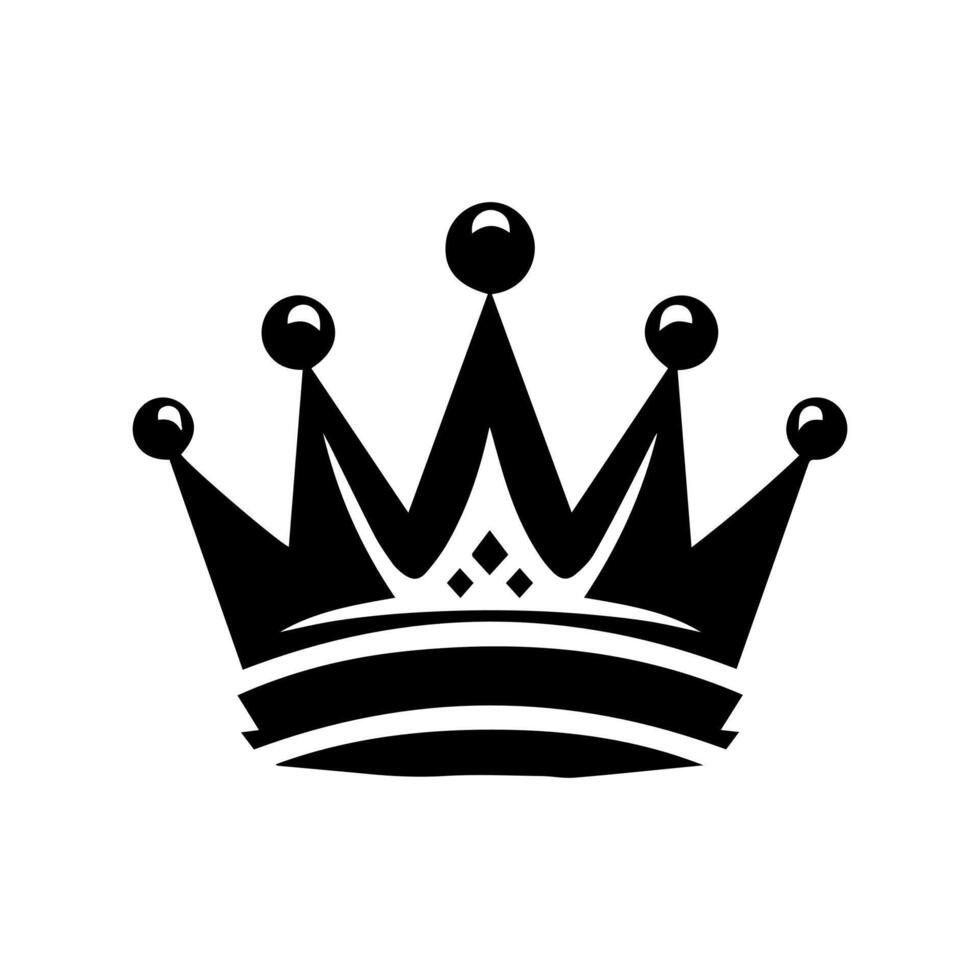 Crown Icon. A simple, black silhouette of a royal crown. Vector illustration isolated on white background. Ideal for logos, emblems, insignia. Can be used in branding, web design.