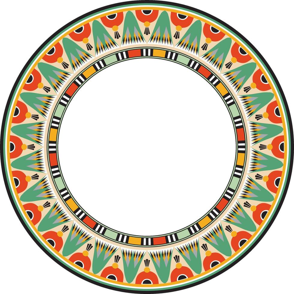 Vector colorful round Egyptian ornament. Endless Circle, Ring of Ancient Egypt. Geometric African frame