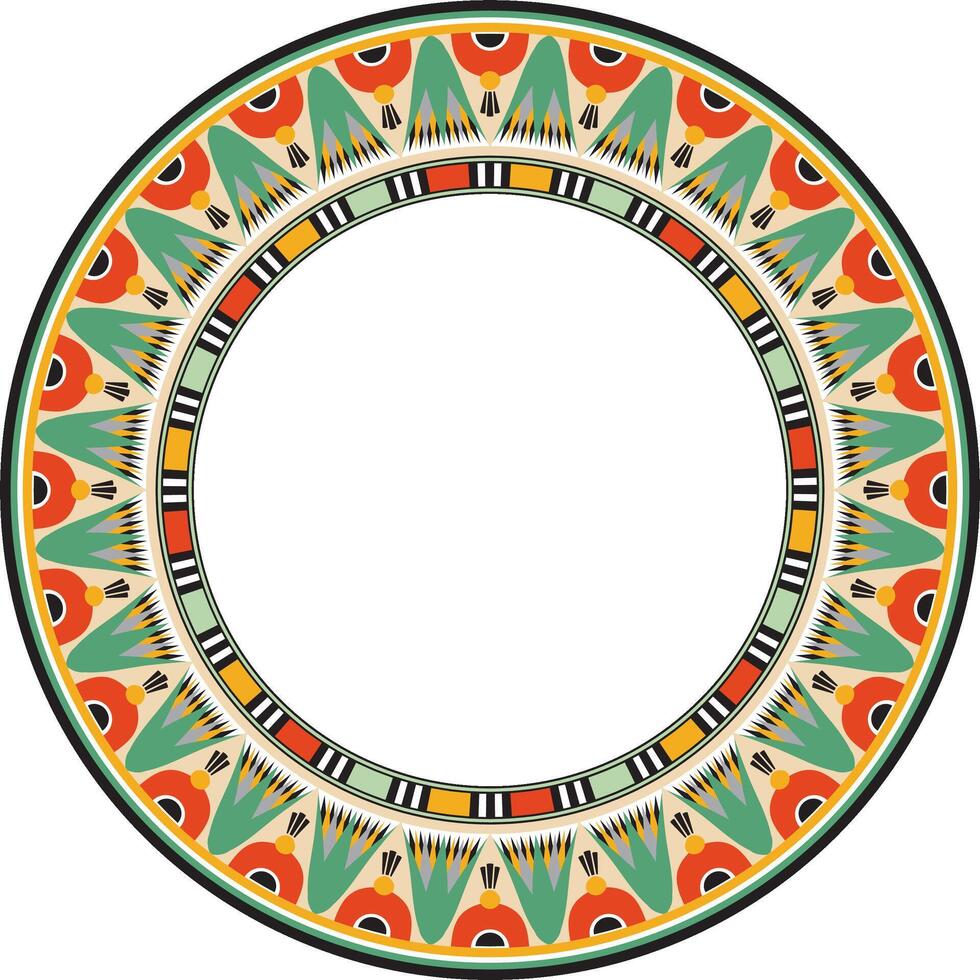 Vector colorful round Egyptian ornament. Endless Circle, Ring of Ancient Egypt. Geometric African frame