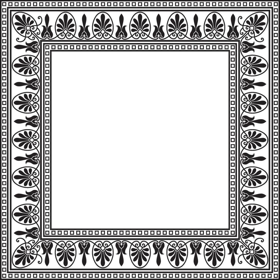 vector monocromo negro cuadrado clásico griego ornamento. europeo ornamento. borde, marco antiguo Grecia, romano imperio