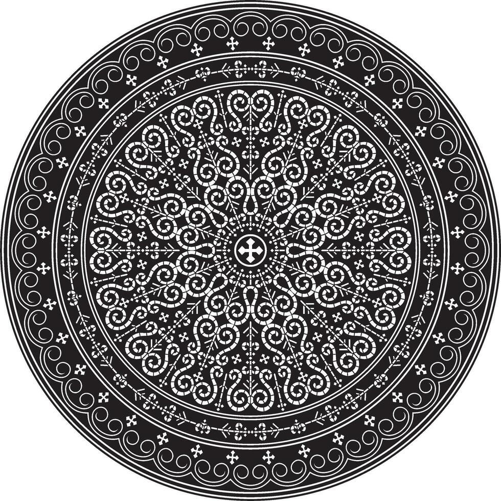 Vector monochrome black round Yakut ornament. Endless circle, border, frame of the northern peoples of the Far East