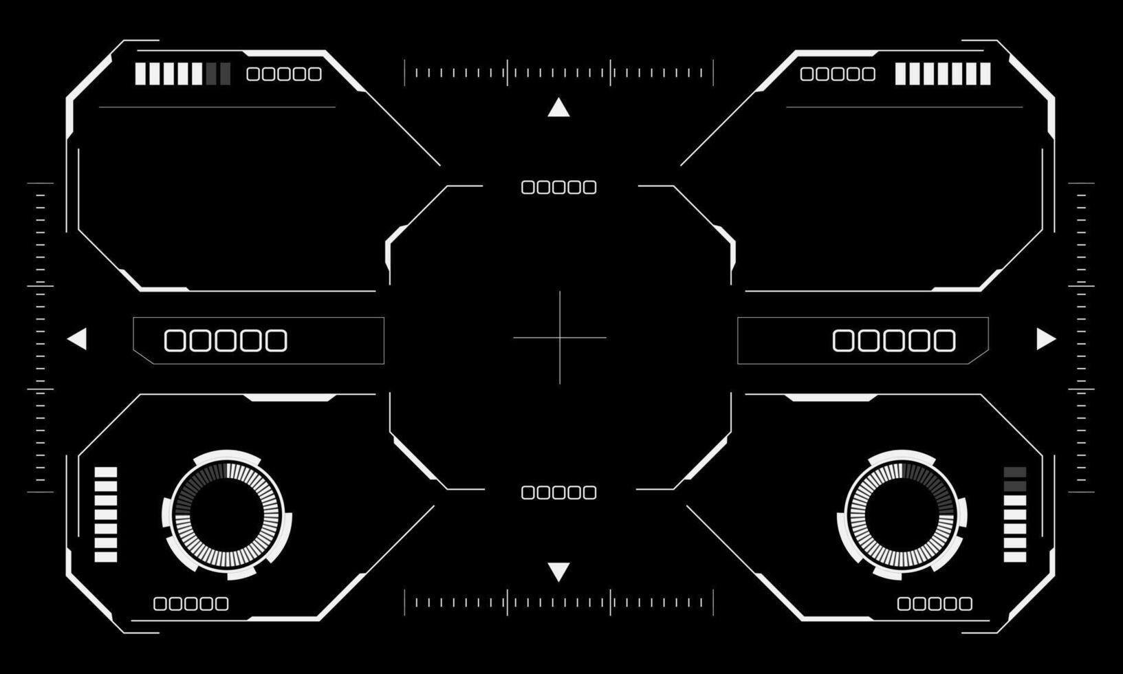 HUD sci-fi hexagon interface screen view white hexagon geometric design virtual reality futuristic technology creative display on black vector