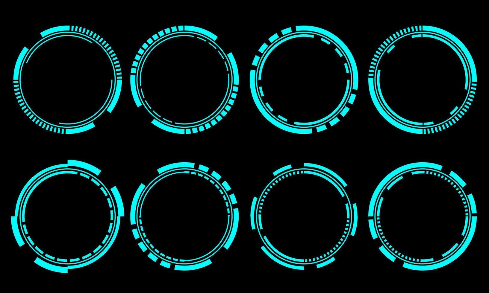 Set of sci fi blue circle user interface elements technology futuristic design modern creative on black background vector