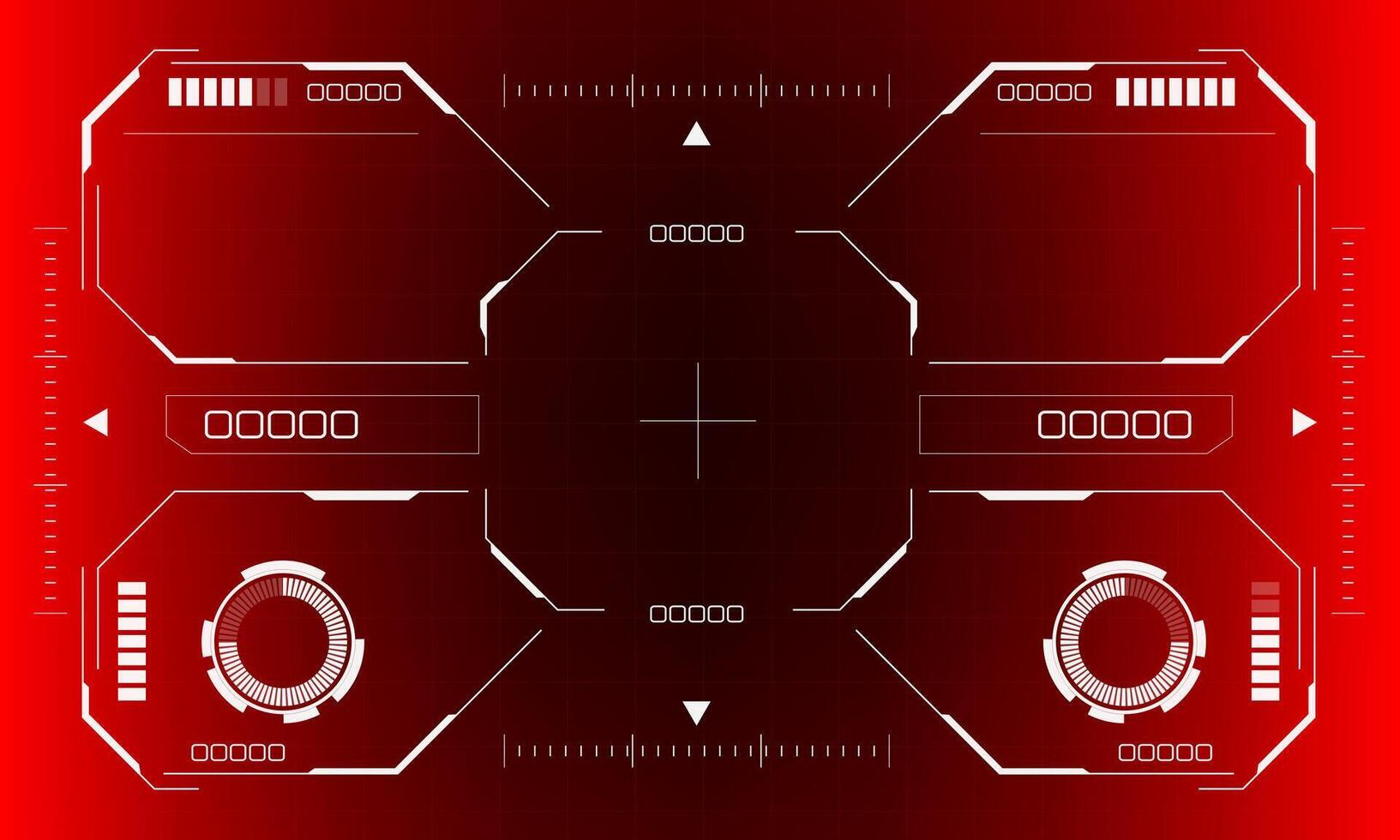 HUD sci-fi octagon interface screen view hexagon geometric design virtual reality futuristic technology creative display on red vector