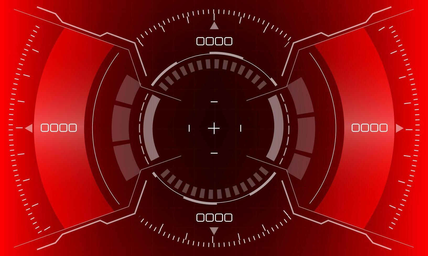 HUD sci-fi circle interface screen view white geometric design virtual reality futuristic technology creative display on red vector