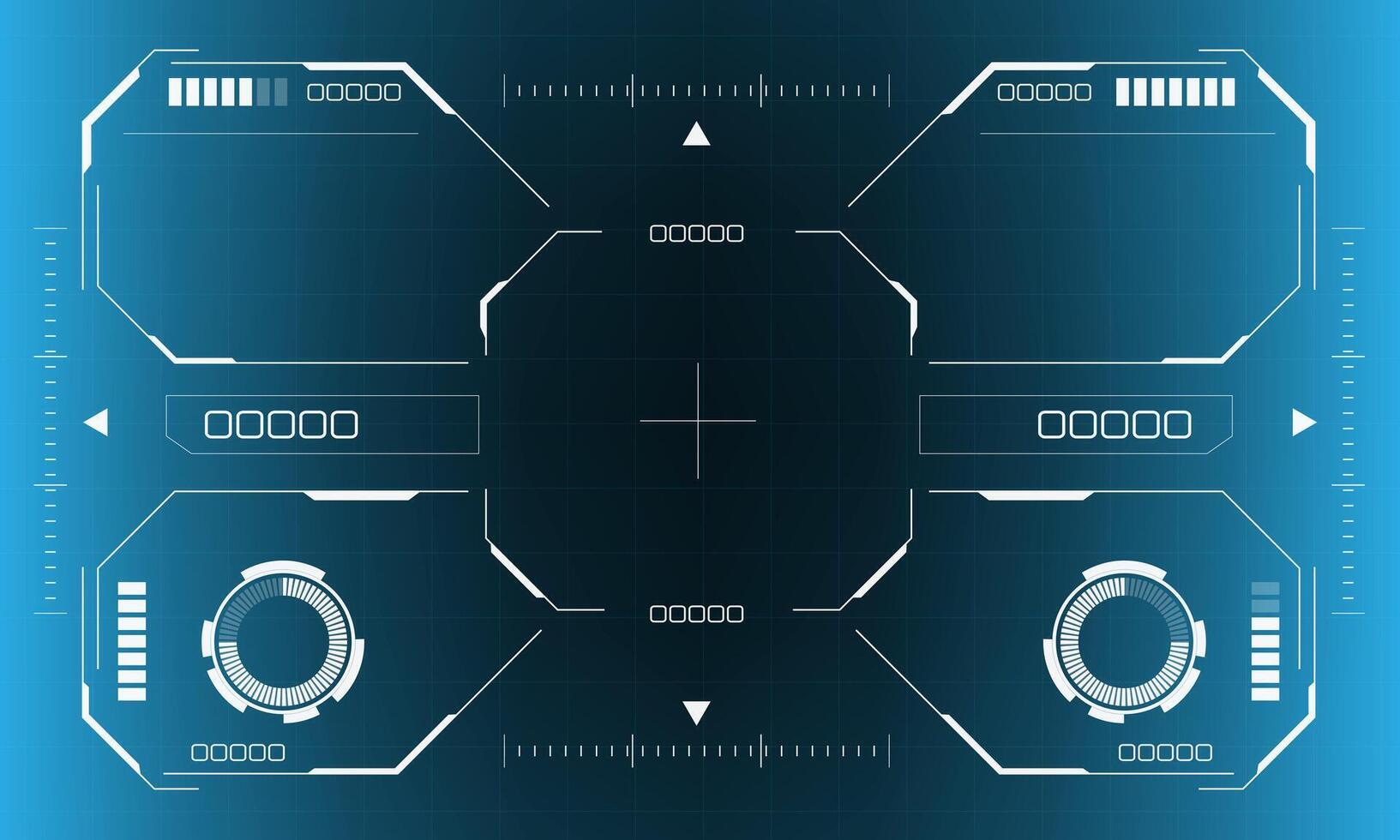 HUD sci-fi octagon interface screen view hexagon geometric design virtual reality futuristic technology creative display on blue vector