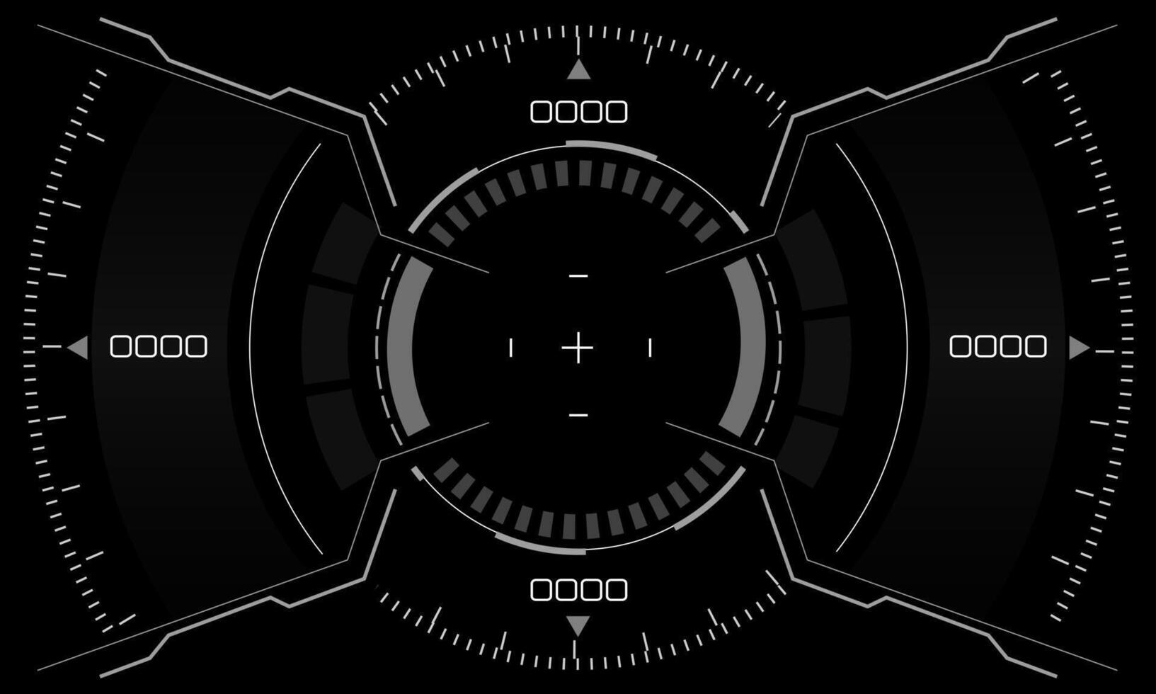 HUD sci-fi circle interface screen view white geometric design virtual reality futuristic technology creative display on black vector